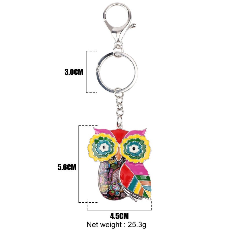 BONSNY Enamel Metal Chain Funny Owl Keychains For Women Car Keys Handbags Charms Accessories Gifts (multicolored) - Image 4